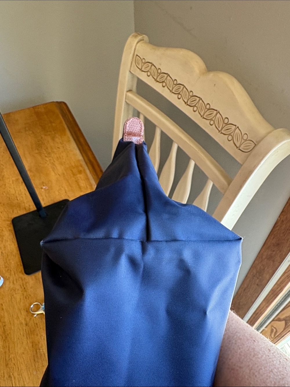 Longchamp Navy and Brown Small Le Pliage Top-Handle Tote - Picture 4 of 8